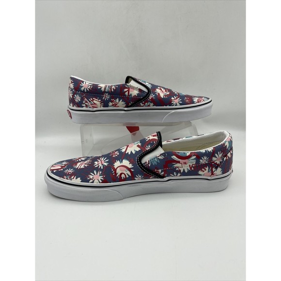 Vans Classic Slip On Vans Crew Floral/Red Classic Skate Shoes Men's 9.5 Women 11 - Picture 2 of 6